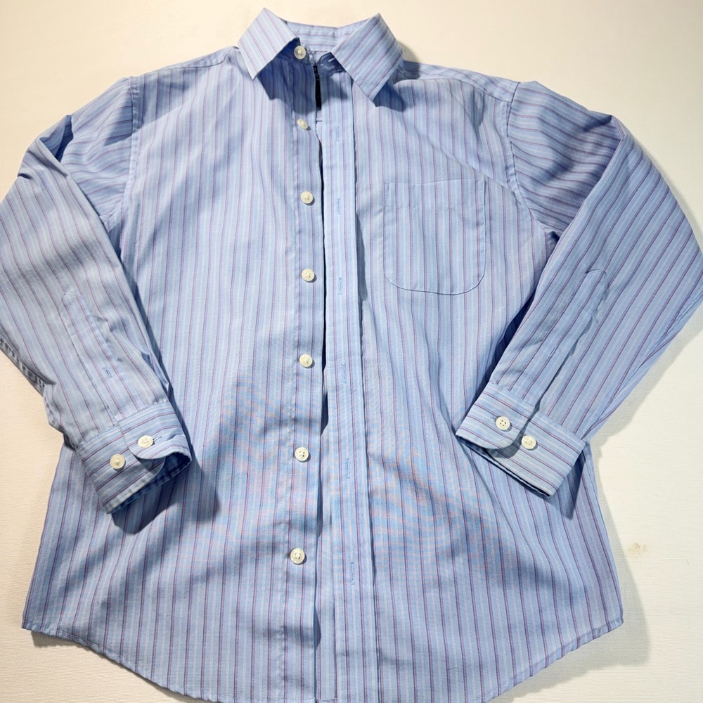 Classic Blue Striped Boys Button Down Shirt